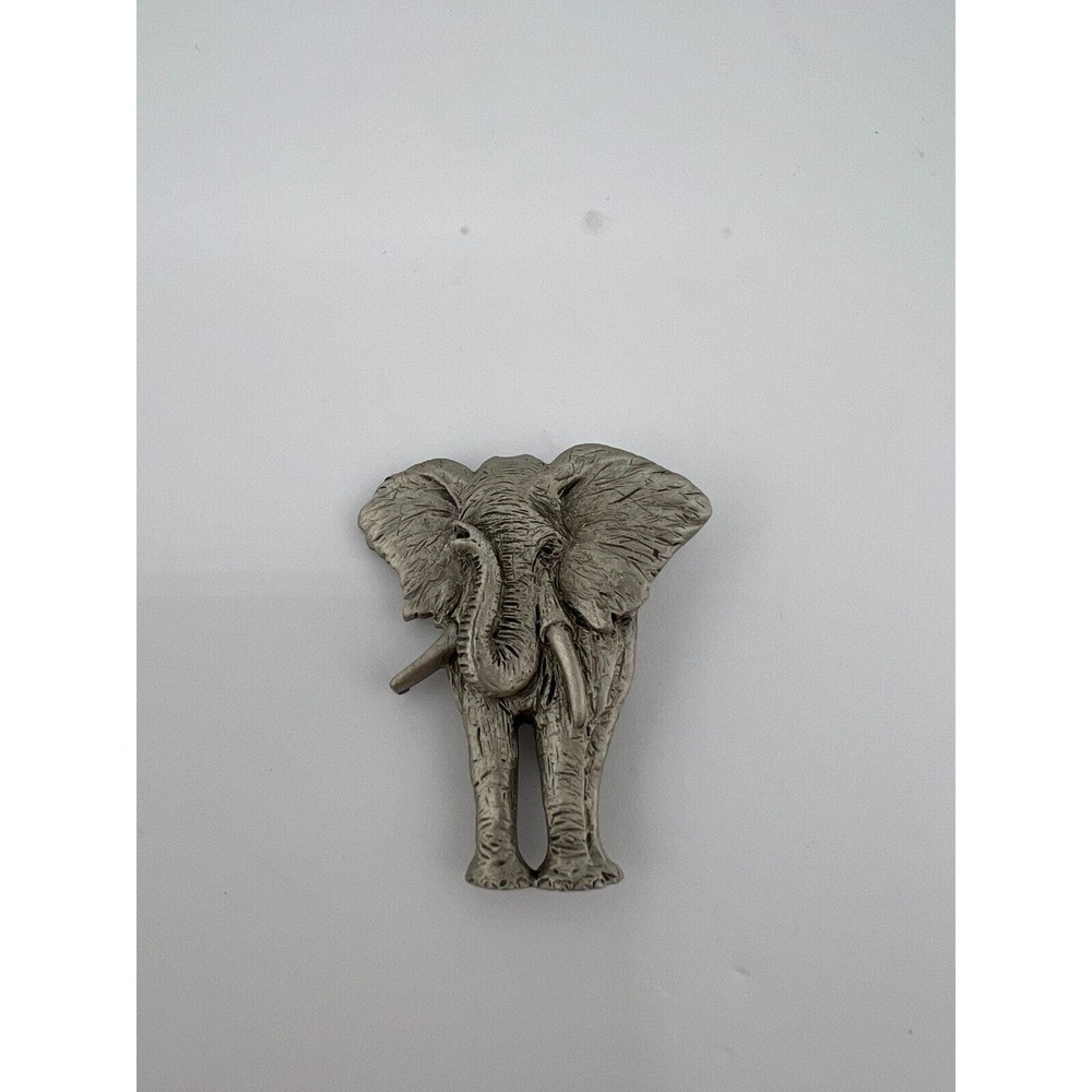 Vintage Jewelry Fort Elephant Trunk Up Animal Pewter‎ Pin Brooch Collectible
